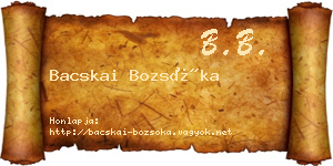 Bacskai Bozsóka névjegykártya